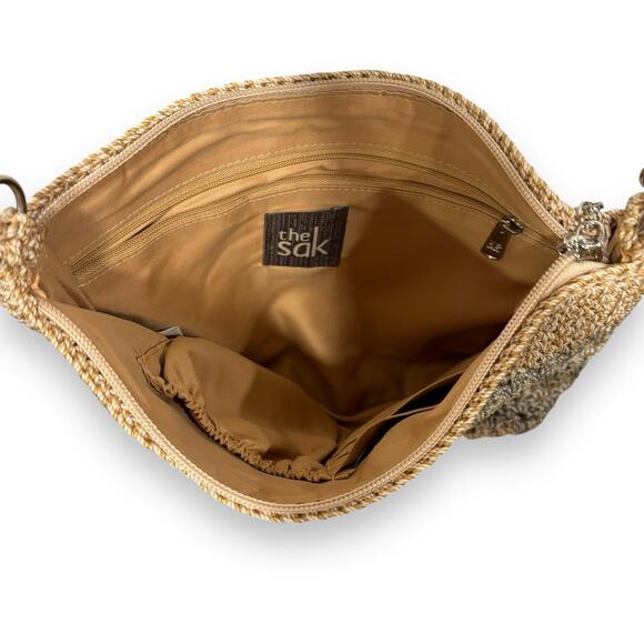 The Sak Cambria Striped Crocheted Boho Crossbody Purse Neutral Bag - Picture 7 of 7